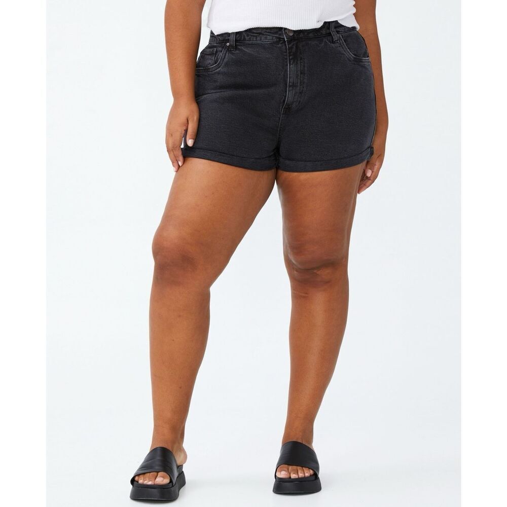 Trendy Plus Size High Rise Classic Stretch Denim Shorts - Graphite Size 14